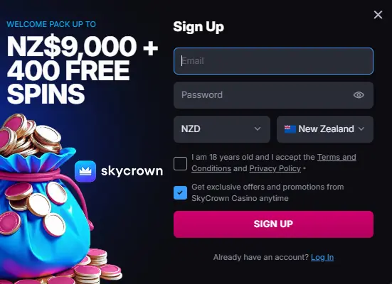 SkyCrown Casino registration NZ