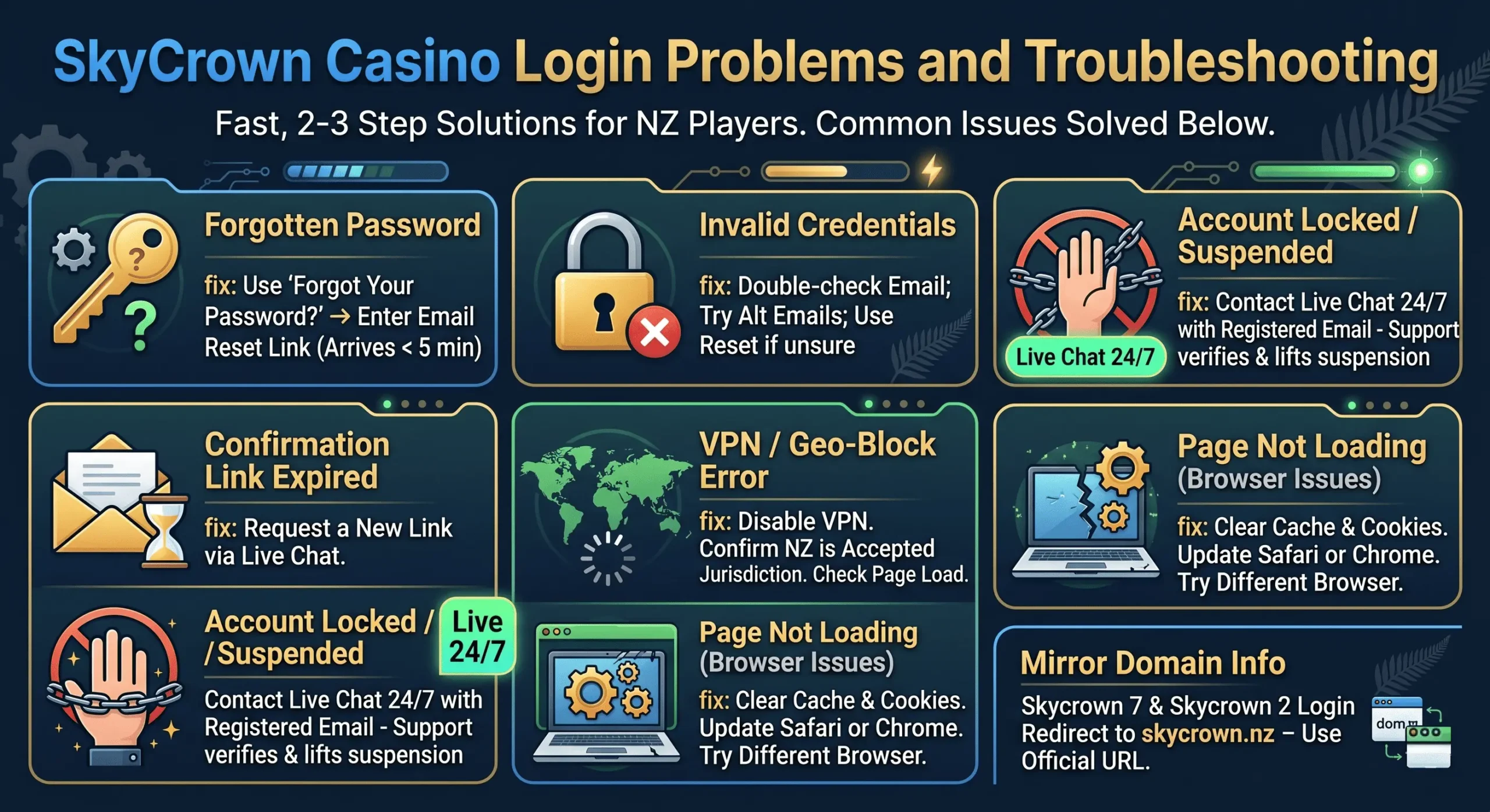 SkyCrown Casino login troubleshooting