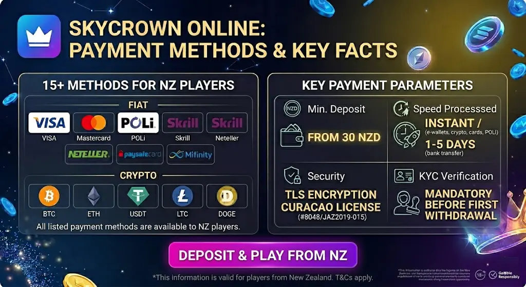 SkyCrown Casino comprehensive payment guide 2026