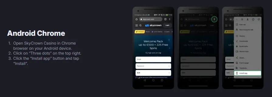 SkyCrown Casino Android access